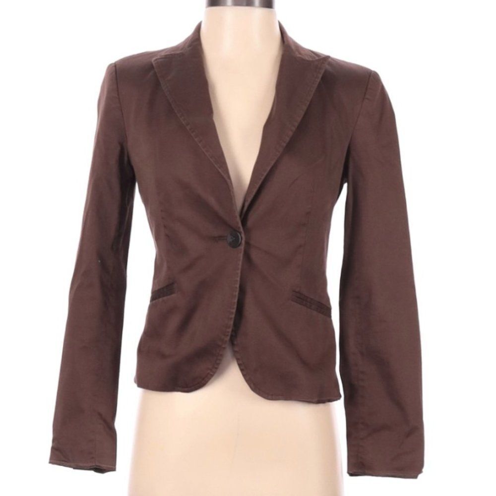 Zara Basic Brown Cotton Blazer Size Small